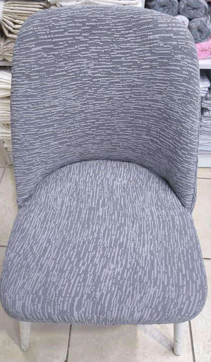 JAKARLI OVAL SANDALYE KILIFI (6 ADET) GRİ RENK