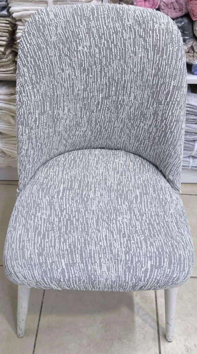 JAKARLI OVAL SANDALYE KILIFI (6 ADET) KEMİK RENGİ